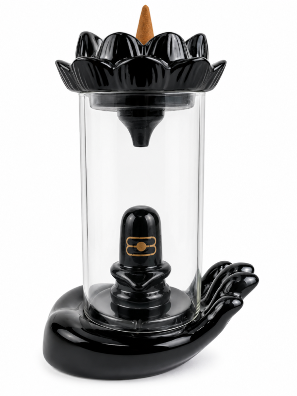 Satya Ceramic Shiv Ling Back Flow Smoke Fountain Incense Burner with 30 Back Flow Incense Cones