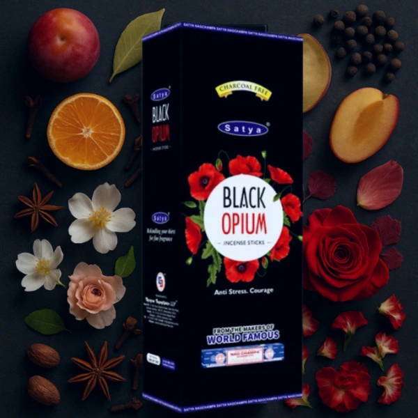 Satya Black Opium Incense Sticks (Pack of 6pcs) - 20 Sticks